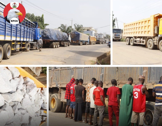 EFCC arrests 10 suspects, trucks for illegal mining activities in Kwara