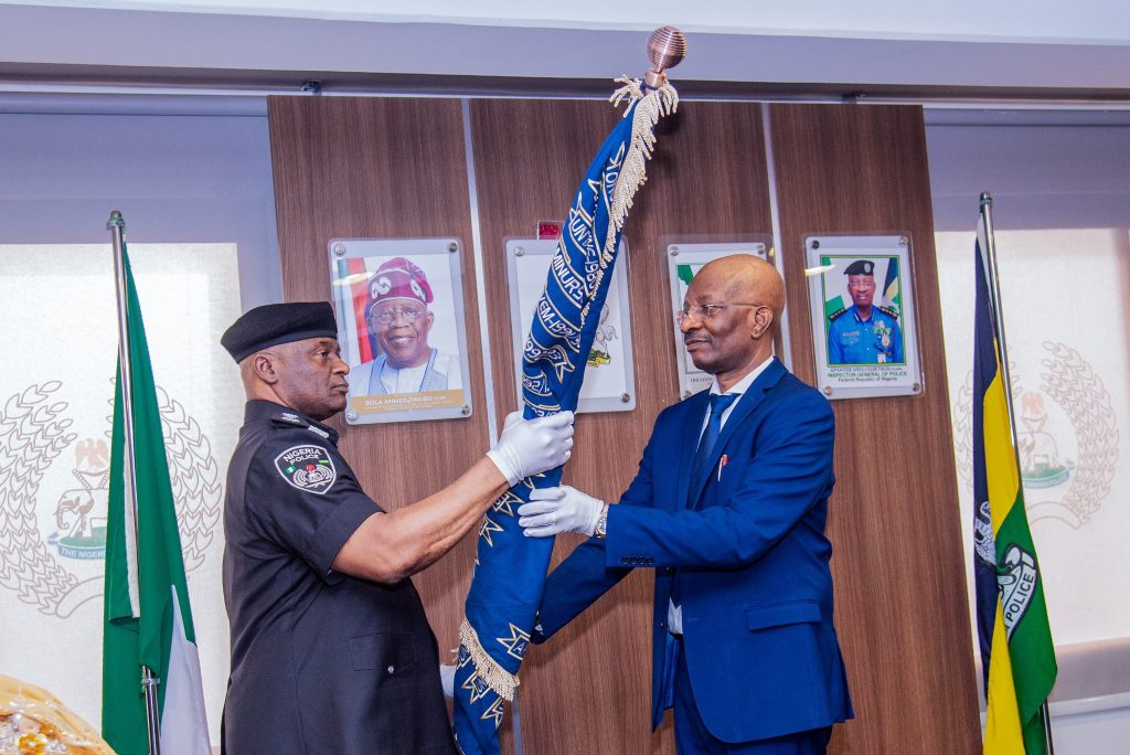New acting IGP Olatunji Disu and outgoing IGP Kayode Egbetokun (rtd) during the handover ceremony at the Force Headquarters Abuja