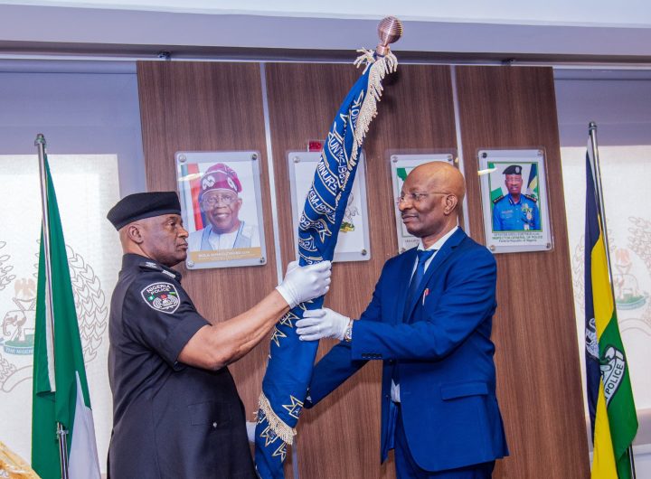 New acting IGP Olatunji Disu and outgoing IGP Kayode Egbetokun (rtd) during the handover ceremony at the Force Headquarters Abuja