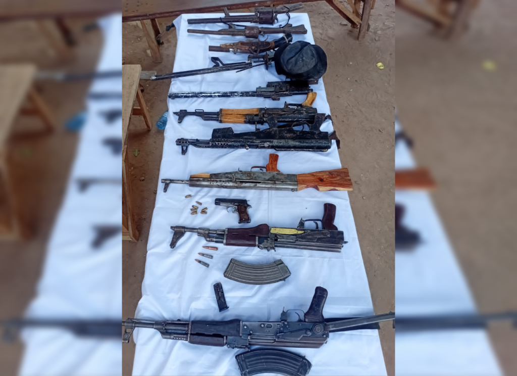 Weapons recovered from the bandits in Kaduna