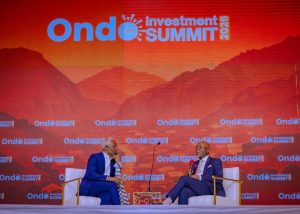 Ondo State Governor,Lucky Aiyedatiwa speaking during the Ondo State Investment Summit 2026 in Akure