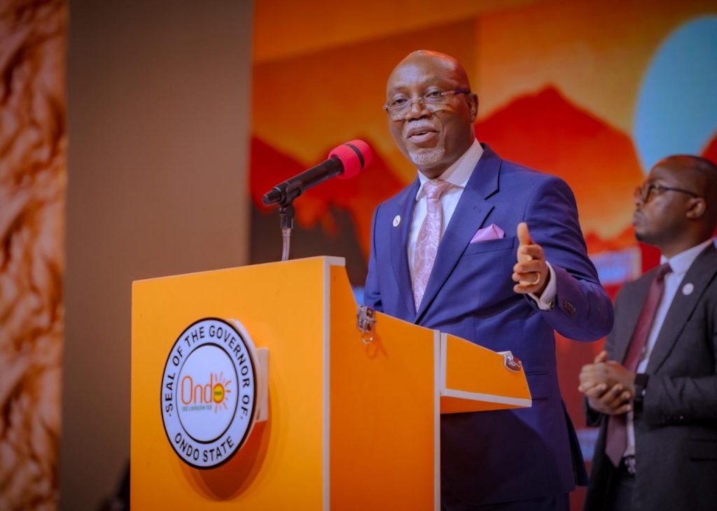 Ondo State Governor,Lucky Aiyedatiwa speaking during the Ondo State Investment Summit 2026 in Akure