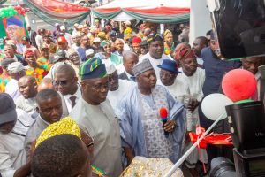PDP National Chairman, Kabiru Turaki, Oyo State Governor, Seyi Makinde during the commissioning of the new party Secretariat in Ibadan