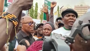Peter Obi joins Protesters at NASS