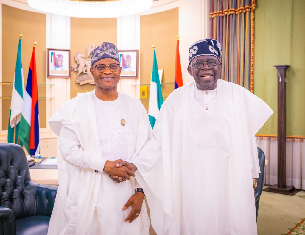 President Bola Tinubu and Kaduna State Governor, Uba Sani during a courtesy visit in Abuja