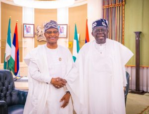 President Bola Tinubu and Kaduna State Governor, Uba Sani during a courtesy visit in Abuja