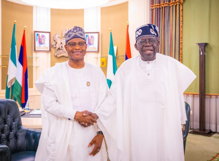 President Bola Tinubu and Kaduna State Governor, Uba Sani during a courtesy visit in Abuja