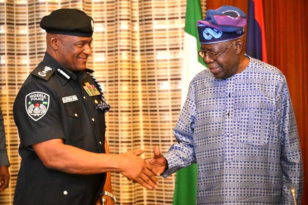 President Bola Tinubu and acting IGP Olatunji Disu. Photo credit: State House Abuja