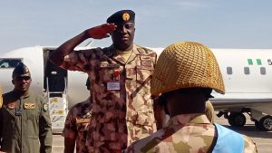Chief of Army Staff, Lieutenant General Waidi Shaibu, on Saturday visited the theatre of operations in Maiduguri