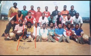 Mr. P. Peter Okoye plays football at Pepsi Academy Jos