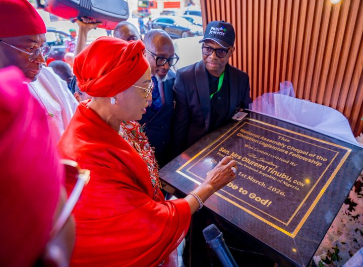 Oluremi Tinubu commissions National Assembly chapel, says leaders are answerable to God