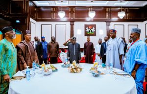 His Excellency, President Bola Ahmed Tinubu, GCFR, was joined by Vice President Kashim Shettima as he hosted Leaders of the All Progressives Congress (APC) National Working Committee and the Inter-Party Advisory Council (IPAC) to an Interfaith Breaking of Fast, marking both Ramadan and Lent, at the State House Banquet Hall in the Presidential Villa, Abuja, today.