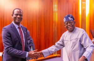 President Bola Tinubu and the newly sworn in Minister of State for Finance, Taiwo Oyedele