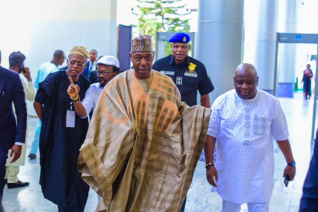 Borno State Governor, Babagana Zulum attends the book launch and 60th birthday celebration of veteran journalist and Director of News at TVC, Babajide Otitoju.
