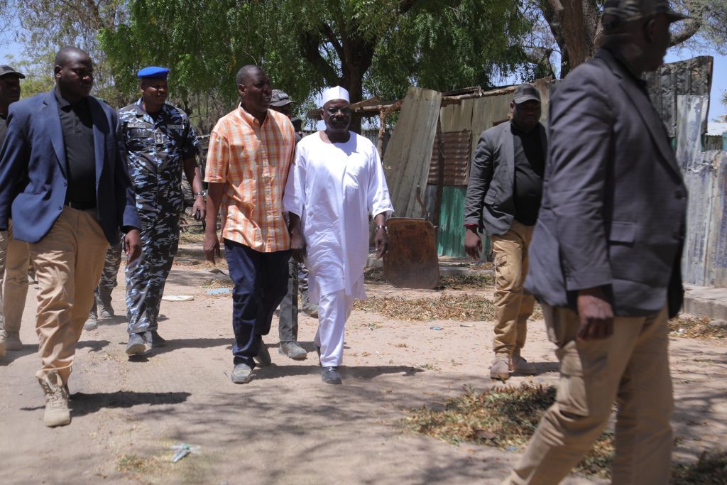 Zulum visits Ngoshe, pledges reconstruction of damaged infrastructure 2 Borno State Governor, Babagana Zulum alongside Senator Ali Ndume, during a visit to Ngoshe. Photo credit: