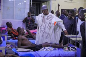 Zulum visits bomb blast victims
