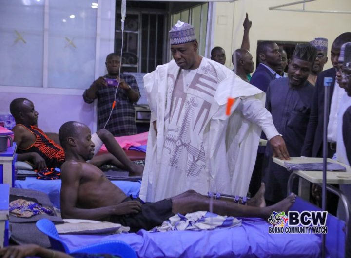 Zulum visits bomb blast victims