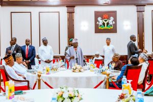 His Excellency, President Bola Ahmed Tinubu, GCFR, was joined by Vice President Kashim Shettima as he hosted Media Executives, the Newspaper Proprietors Association of Nigeria, and the Guild of Editors to an Interfaith Breaking of Fast, marking both Ramadan and Lent, at the State House Banquet Hall in the Presidential Villa, Abuja, on Friday. See photos below: