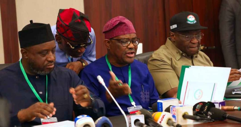 FCT Minister Nyesom Wike and other PDP factional leaders met during their NEC meeting in Abuja.