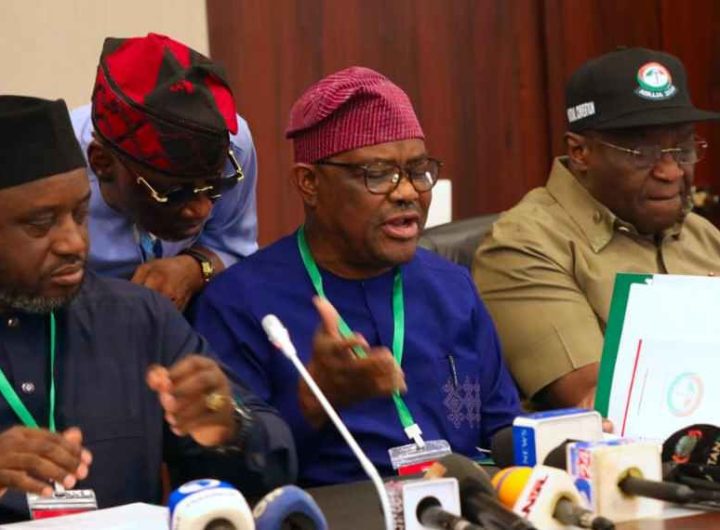 FCT Minister Nyesom Wike and other PDP factional leaders met during their NEC meeting in Abuja.