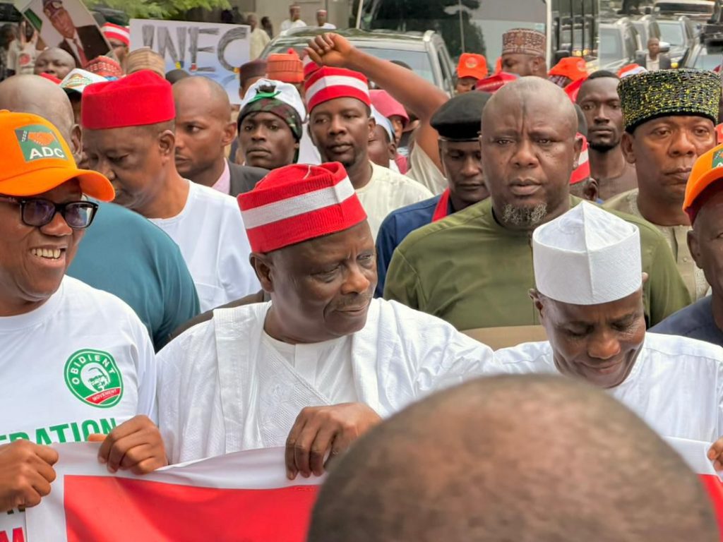 Atiku, Obi, Kwankwaso lead opposition protest in Abuja, demand INEC recognize David Mark-led ADC leadership 3 Atiku, Obi, Kwankwaso lead opposition protest in Abuja, demand INEC recognize David Mark-led ADC leadership