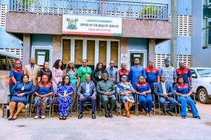 NSITF Managing Director, Oluwaseun Faleye, led a team to meet Lagos Head of Service, Bode Agoro