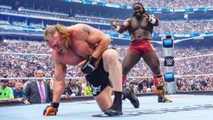 Nigerian Oba femi beats Bruc Lesnar in WrestleMania