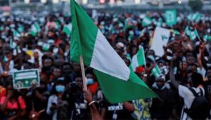 Nigerians protest flag