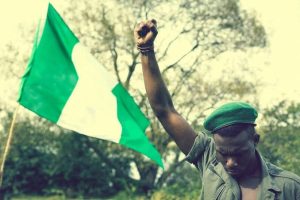 Nigerians protest flag.