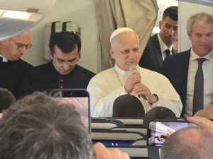 Pope Leo addresses journalists onboard Angola Africa