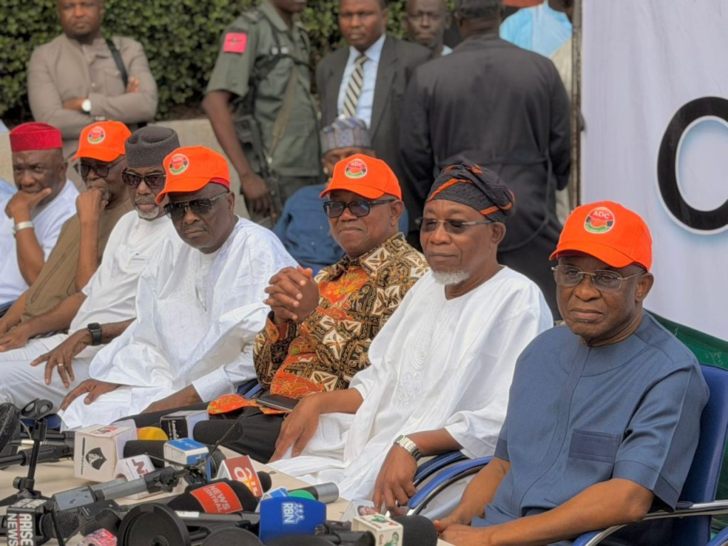 ADC leadership during a press conference on Thursday in Abuja