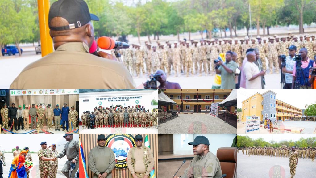 Defence Minister visits HQ Operation Hadin Kai, commends troops, reaffirms FG resolve to defeat terrorism