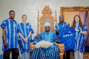 Chelsea delegation and Nigerian footballer Victor Mose
