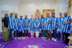 Chelsea delegation and Nigerian footballer Victor Moses
