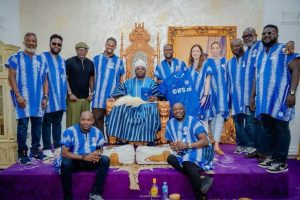 Chelsea delegation and Nigerian footballer Victor Moses