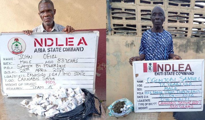 NDLEA arrests 83-year old, 78-year old grandpas for drug trafficking in Abia, Ekiti