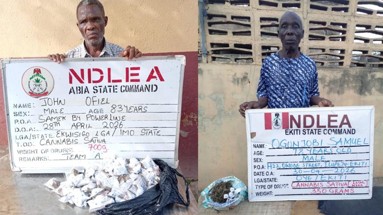 NDLEA arrests 83-year old, 78-year old grandpas for drug trafficking in Abia, Ekiti