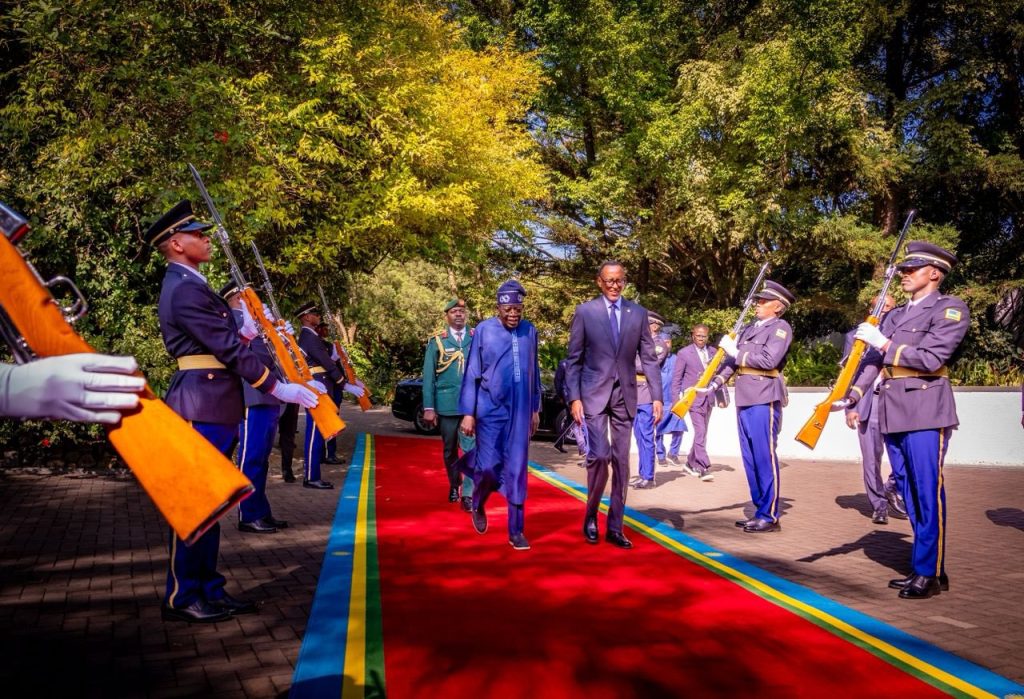 Rwanda President Paul Kagame receives President Tinubu at Urugwiro presidential village