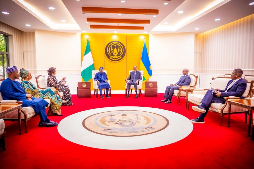 Rwanda President Paul Kagame receives President Tinubu at Urugwiro presidential village