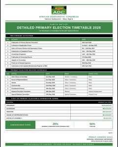 ADC releases timetable