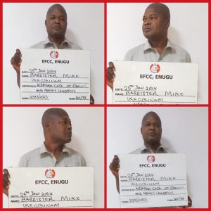 EFCC re-arraigns lawyer for alleged N91 million land fraud in Enugu
