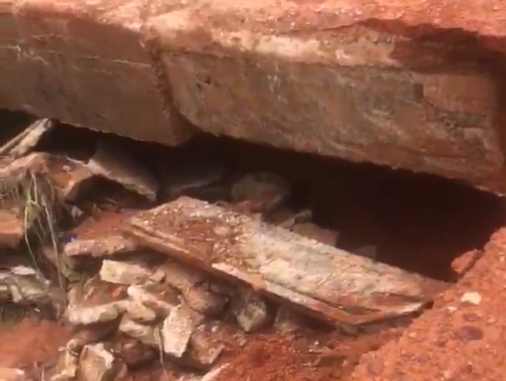 Collapsed portions of the culvert at UBA Junction, off Enugu-Onitsha expressway, washed away by heavy  rainfall (Photo credit: Umudim Youths Assembly)