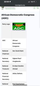 inec recognizes david Mark as ADC chairman