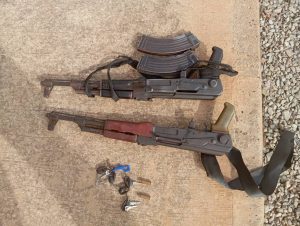 weapons recovered by the police from kidnappers in Nasar
