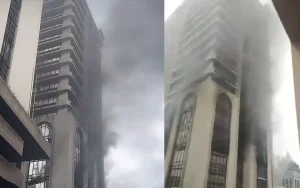Fire engulfs multi-storey building housing Polaris Bank branch on Lagos Island