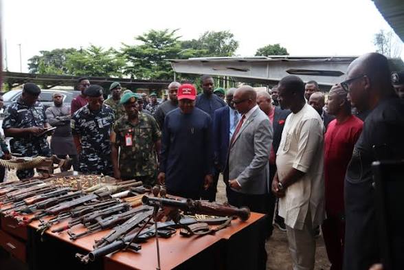 Mbah lauds DSS, Army, others as he inspects arms cache seized from ESN terrorists