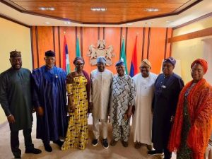 PHOTONews: Ogun APC governorship candidate, Senator Solomon Adeola presents running mate to President Tinubu  