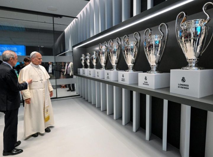 Pope Leo XIV tours Real Madrid’s iconic trophy collection at Santiago Bernabéu