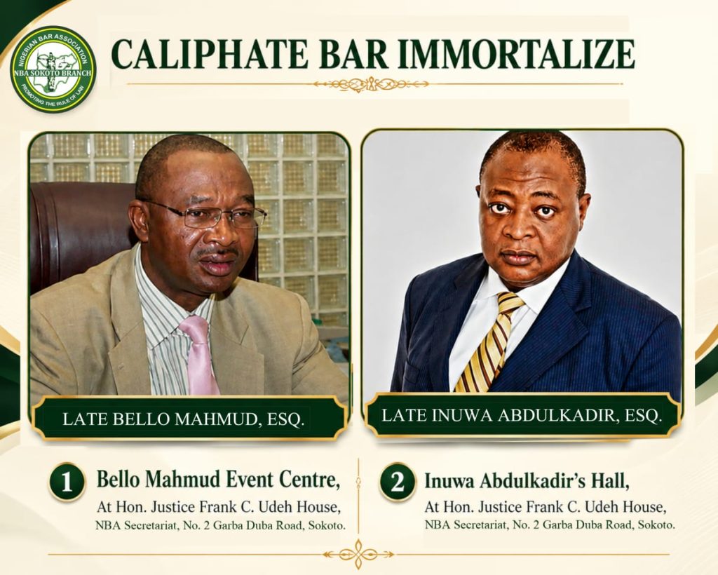 Sokoto NBA honours late Bello Mahmud, Inuwa Abdulkadir, names event centre and hall after legal icons