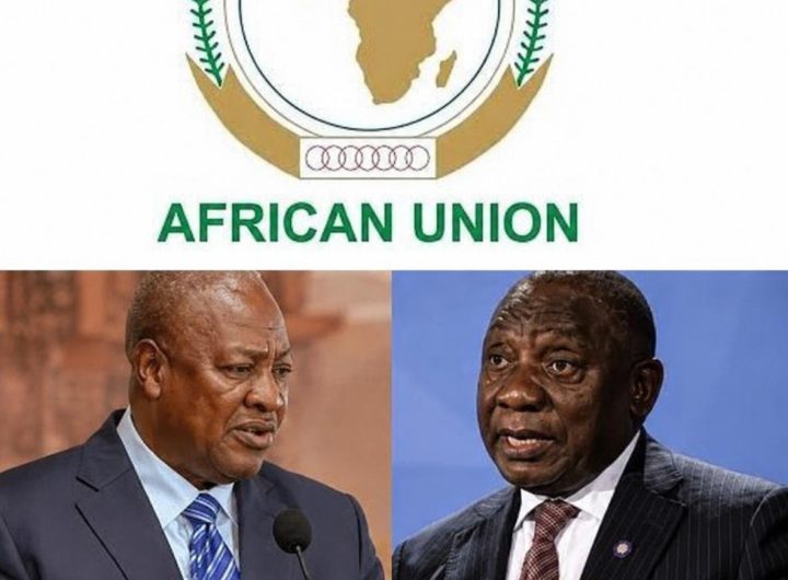 AU log top with Ghanas President John Mahama his South African counterpart Cyril Ramaphosa l r bottom